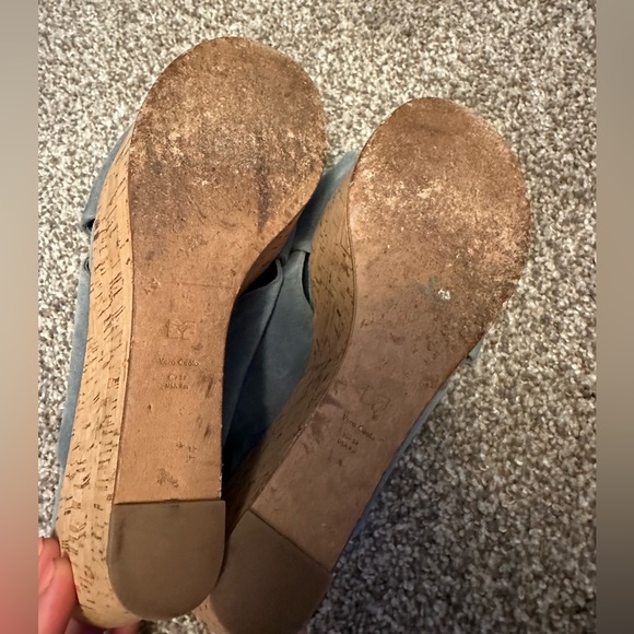 Diane Von Furstenberg Juno Wedge Sandals, Blue Suede, Womens 9 - Picture 5 of 8